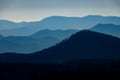 Misty view of the Blue Ridge Mountain Range from Cullowhee, North Carolina, USA. Royalty Free Stock Photo