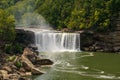 A misty view of Cumberland Falls State Park in Corbin, Kentucky, USA Royalty Free Stock Photo