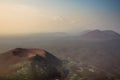 Misty view from Gorshkov cone to Tolbachik volcano