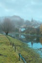 Misty village in Belgium