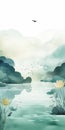 Misty Watercolor Nature: Serene Faces And Mysterious Backdrops