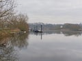 Boats moored along the banks of the River Trent on a winters day Royalty Free Stock Photo