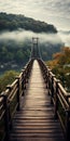 Misty Wooden Bridge: A Serene Crossing Over The Mississippi River