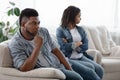 Misunderstanding In Relationship. Young black couple ignoring each other after conflict Royalty Free Stock Photo