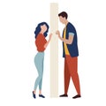 Misunderstanding vector illustration. Problems in relationships. Wall between couple.