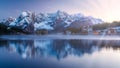 Misurina Lake, on Dolomites Italian Alps seen at sunrise. Sora Royalty Free Stock Photo