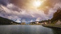 Misurina Lake in the Dolomites mountains in Italy near Auronzo d Royalty Free Stock Photo