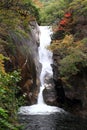 Mitake Shosenkyo gorges and Senga fall with red autumn leaves