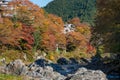 Mitake town and Tama river in autumn season.