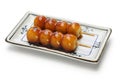 Mitarashi dango, japanese rice dumplings Royalty Free Stock Photo