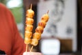 Mitarashi dango, Japanese street food at Takayama, Hida, Gifu, Japan. Royalty Free Stock Photo