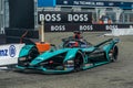 Mitch Evans 20 of Jaguar Racing Team driving Formula E car during 2021 ABB Formula E World Championship New York E-Prix race 10 Royalty Free Stock Photo