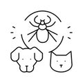 mite on animal body line icon vector illustration