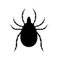 Mite black silhouette. Pest insect symbol. Insecticide icon. Bloodsucking bug
