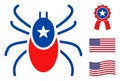 Flat Vector Mite Icon in American Democratic Colors with Stars