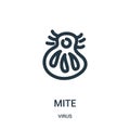 mite icon vector from virus collection. Thin line mite outline icon vector illustration