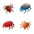 Mite icons set cartoon vector. Various type of mite