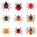 Mite icons set, flat style