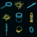 Mite icons set vector neon