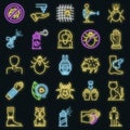 Mite icons set vector neon