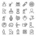 Mite icons set, outline style