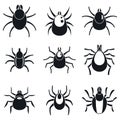 Mite insect icons set, simple style