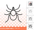 Mite acarus bug simple black line vector icon Royalty Free Stock Photo
