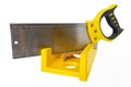 Miter Box with Saw. Royalty Free Stock Photo