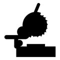 Miter saw bench steel cut off machine carpentry workshop concept icon black color vector illustration image flat style