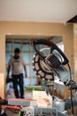 Miter Saw on a construction site Royalty Free Stock Photo