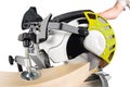 Miter saw at work Royalty Free Stock Photo