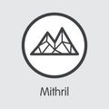 MITH - Mithril. The Logo of Crypto Coins or Market Emblem. Royalty Free Stock Photo