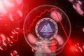 Mithril MITH cryptocurrency coin in a soap bubble. Royalty Free Stock Photo