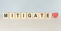 MITIGATE words from wooden blocks with letters Royalty Free Stock Photo