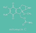 Mitomycin C cancer drug molecule. Skeletal formula.