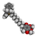 Mitoquinone or mitoQ molecule. 3D rendering. Atoms are represented as spheres with conventional color coding: hydrogen white, Royalty Free Stock Photo
