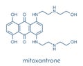 Mitoxantrone cancer drug molecule type II topoisomerase inhibitor. Skeletal formula.