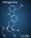 Mitragynine molecule. It is the herbal alkaloid with opiate-like properties produced by plant Mitragyna speciosa Korth, kratom.