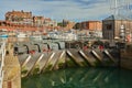 Mitre Gate in Ramsgate Royal Harbour, UK, separating the inner marina from the outer harbor