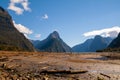 Mitre Peak Milford Sound New Zealand on sunny weather Royalty Free Stock Photo