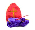 Mitre of Sinterklaas and hat of black pete Royalty Free Stock Photo