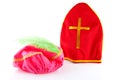 Mitre of sinterklaas and hat of zwarte piet Royalty Free Stock Photo