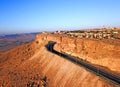 Aerial view of the Bereshit Hotel on the edge of Ramon Crater in the Negev Desert Royalty Free Stock Photo