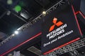 Mitsubishi booth sign at Manila International Auto Show in Pasay, Philippines