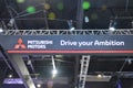 Mitsubishi booth sign at Manila International Auto Show in Pasay, Philippines