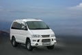 Mitsubishi Delica white minibus. Royalty Free Stock Photo