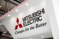 Mitsubishi Electric logo sign on exhibition fair Cebit 2017 in Hannover Messe, Germany