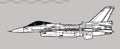 Mitsubishi F-2A. Vector drawing of multirole tactical fighter.