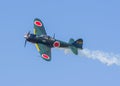 Mitsubishi A6M Zero aircraft in flight. Royalty Free Stock Photo