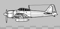 Mitsubishi A6M Zero. Vector drawing of Imperial Japanese Navy fighter aircraft.